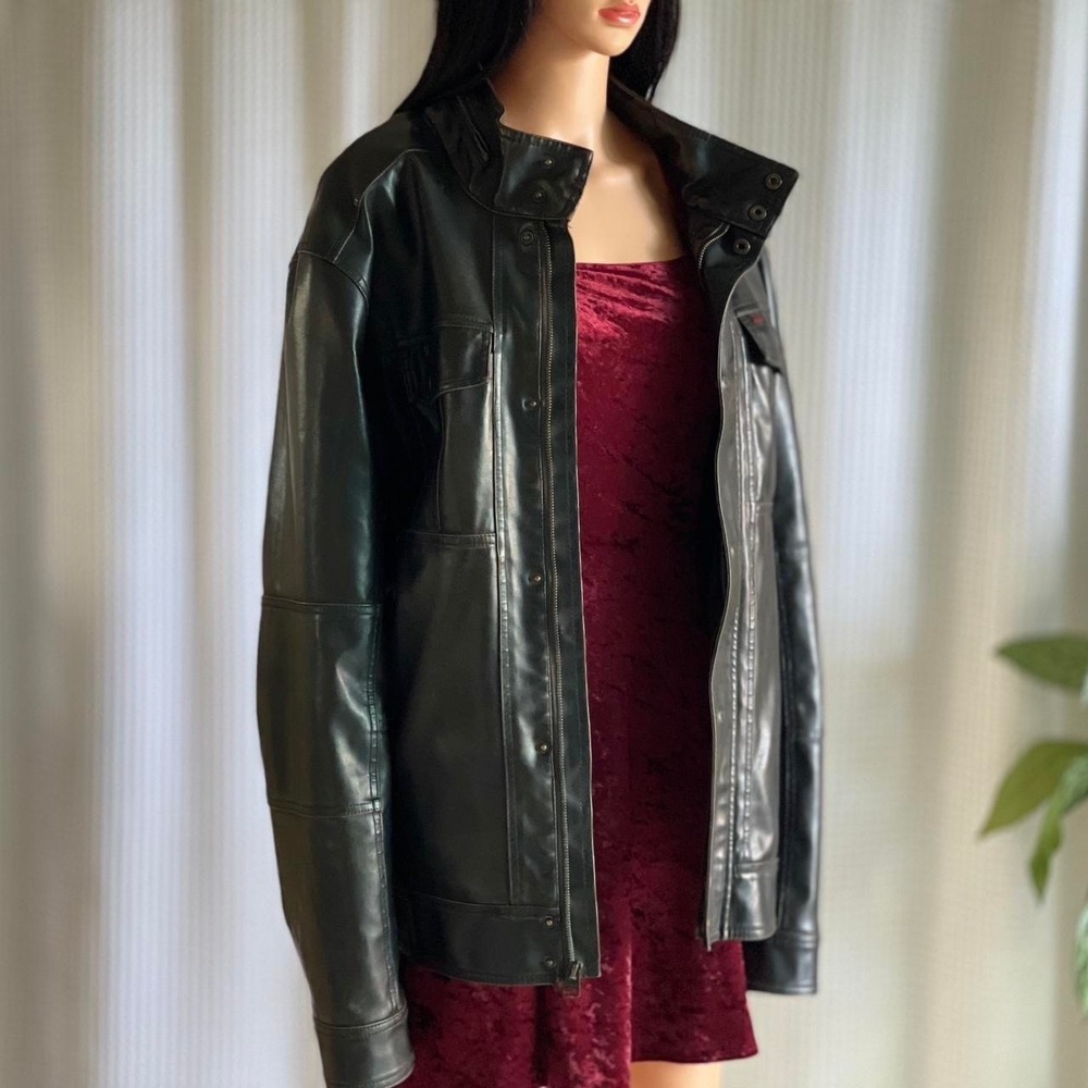 Levi's Mens Black Faux Leather Sherpa Lined Moto Jacket Size XXL